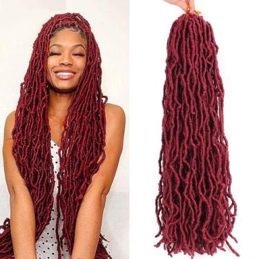Imagem de Faux Locs Crochet Hair Aayubb Burgundy Soft Locs 20 cm, 7 pacotes