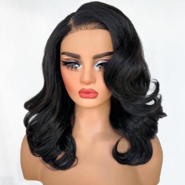 Imagem de Perucas frontais de renda SOKU Body Wave 13x6 18 polegadas pretas natu