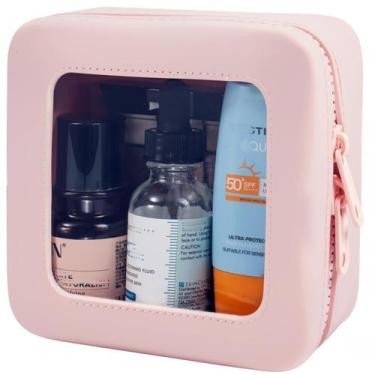 Imagem de Bolsa de maquiagem FFPaw Small Clear Silicone Impermeável Rosa
