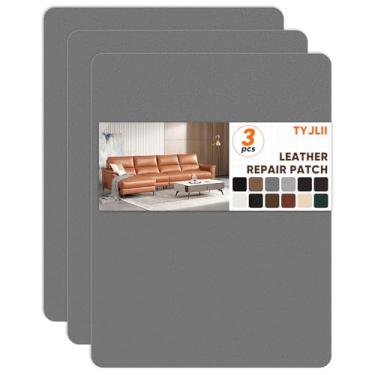 Imagem de Patch de reparo de couro de 21 cm x 28 cm, fita autoadesiva, kit de reparo de couro para móveis, assentos de carro, sofás, armários, bolsas (cinza escuro)