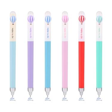 Imagem de BAYTORY 6 canetas de gel apagáveis retráteis, caneta apagável de ponta fina de 0,5 mm, escrita suave, confortável, canetas de tinta azul com borrachas para completar sudoku e palavras cruzadas