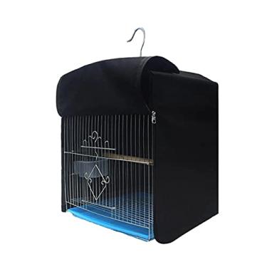 Imagem de Gaiola de pássaro, capa blackout e material respirável, capa de gaiola de pássaro cobertura de pano quente sombra gaiola de pássaro capa protetora - fácil de usar ninho de pássaro (cor: preto)