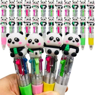 Imagem de Mini caneta panda multicolorida em uma 4 em 1 lindas canetas divertidas em massa canetas esferográficas kawaii de tinta sortidas para crianças, presente de aniversário, presente de estudante, material