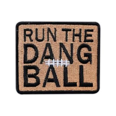 Imagem de Run The Dang Ball Remendos bordados de tecido de futebol esportivo para temporada de futebol americano, dia de jogo, passar a ferro, costurar, costurar, remendos para roupas, mochilas, chapéus