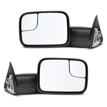 Imagem de LLPTA Espelhos de reboque Drive & Paasenger - compatíveis com Dodge Ram 1500 2500 3500 1994-2001 - espelhos retrovisores laterais pretos ajustáveis manuais manuais