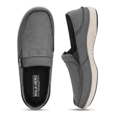 Imagem de Sapatos masculinos sem cadarço, mocassins respiráveis para homens com suporte de arco, sapatos de barco confortáveis, mocassins ortopédicos antiderrapantes para uso interno e externo com salto