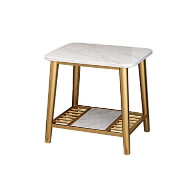 Imagem de Mesa de centro de design simples, mesa de cabeceira quadrada, mesa de centro de mármore criativa, mesa de centro de ferro, mesa de centro de metal, 2 estilos, cores disponíveis, mesa de centro