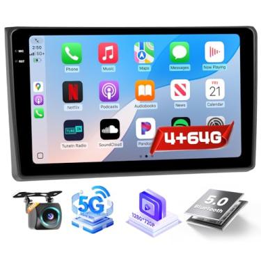 Imagem de Rádio 4+64G Android 15 para Audi A4 S4 RS4 2002-2008, tela sensível ao toque de 9 polegadas para Audi A4 Car Stereo, CarPlay sem fio/Android Auto, WiFi 5 GHz, Bluetooth 5.0, EQ, GPS, 1280 x 720