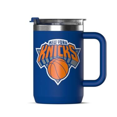 Imagem de Hydrapeak Caneca de café New York Knicks oficialmente licenciada pela NBA 510 g com tampa, copo de café de aço inoxidável isolado, sem BPA, parede dupla com alça, caneca de chá