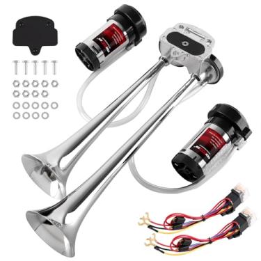 Imagem de Buzina de ar para kit de buzina de caminhão, dB ultra alto. A buzina de ar com dois compressores de ar de 120 PSI é adequada para pickup/motorhome/SUV/caminhão/trem 12V 150db e outros veículos