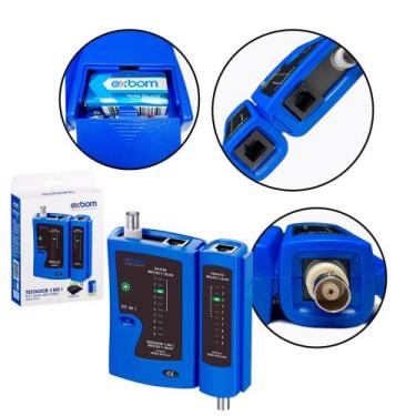Imagem de Testador de Cabo de Rede RJ45 RJ11 e Cabo Coaxial BNC - exb