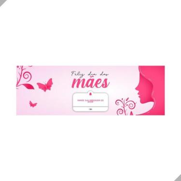 Imagem de Faixa Mensagem Feliz Dia das Mães Borboletas Rosa Personalizado 300x80