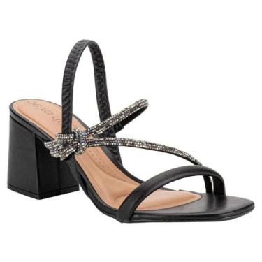 Imagem de Sandália Beira Rio Preta com Strass Elegância e Conforto, Preto, Grafi