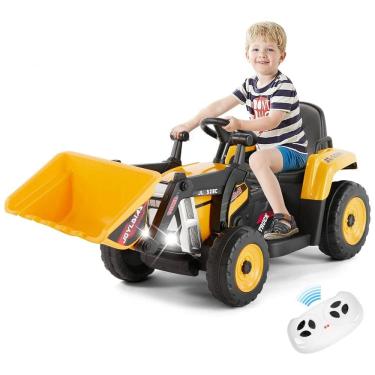 Imagem de Escavadeira Elétrica Infantil 1 Assento com 3 Velocidades, Bluetooth, Microfone, Música e Luzes, 12V, JOYLDIAS, Amarela