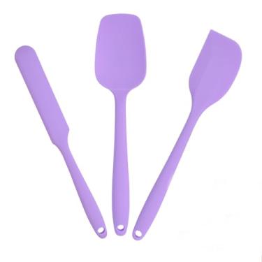 Imagem de Espátulas de silicone resistentes ao calor, espátula de borracha de grau alimentício, cabo com aderência ergonômica, conjunto de utensílios de cozinha de silicone antiaderente para cozinhar e misturar