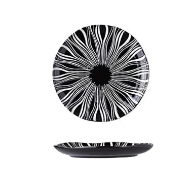 Imagem de Prato de serviço pratos de jantar de cerâmica ondulados pintados à mão prato de jantar grande de porcelana 24 cm prato de frutas criativo/micro-ondas/lava-louças (tamanho: latão)