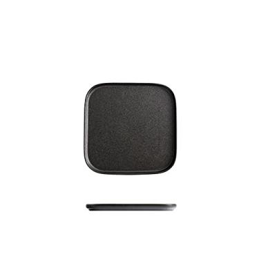 Imagem de Prato de serviço Pratos de jantar de 20 cm Pratos pretos quadrados foscos elegantes prato de cerâmica resistente para salada de bife, macarrão e aperitivo, pratos de jantar (cor: 1, tamanho: M)