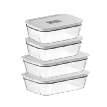 Imagem de Conjunto de Potes de Vidro Herméticos 4 Peças Fresh Lock Ou