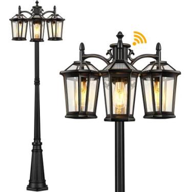 Imagem de Luz de Poste Exterior VIANIS de 3 cabezas, Impermeable de Anochecer a 