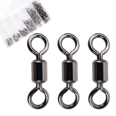 Imagem de balifly Kit de equipamento de terminal giratório de pesca com 60 peças de barril de cobre, rolamento de esferas, suprimentos de pesca para água salgada e doce FS/ZH-01 (3#+2#+1/0#+3/0#+6/0#+10/0#)