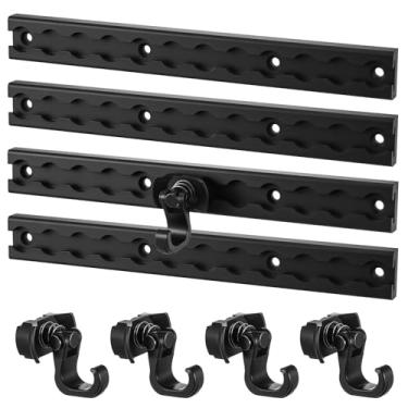 Imagem de Otoolling L Track Tie Down System Inclui 4 pacotes de alumínio 0,3 m/30,5 cm preto L-Track e 5 peças de acessórios de ganchos de engrenagem, sistema de trilho de caminhão, acessórios de trilho L para