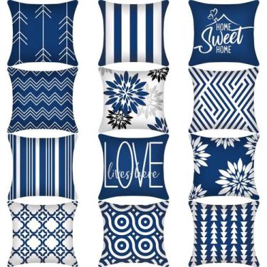 Imagem de Capa de almofada Flutesan Decorative 18 x 18 polegadas de linho azul x