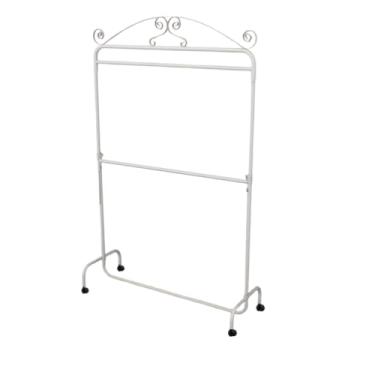 Imagem de Arara Dupla Vintage Com Rodinhas 100cm Para equipar sua loja ou seu closet (BRANCA)