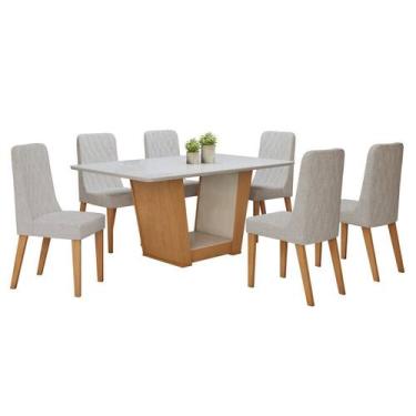 Imagem de Conjunto Sala de Jantar 6 Lugares Retangular Tampo Vidro/MDF Mesa Apog
