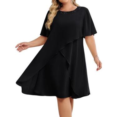 Imagem de Vestido de festa Hanna Nikole Chiffon Preto Plus Size 16