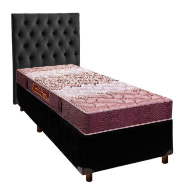 Imagem de Cama + Box Preto E Colchão D26 Solteiro - Ortophedic Sankonfort + Cabeceira