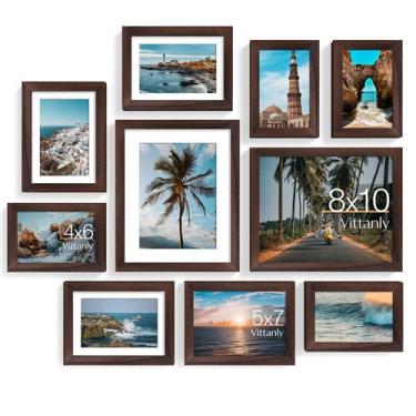 Imagem de Molduras para fotos, colagem, decoração de parede, pacote com 10, marr
