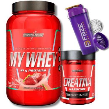 Imagem de Kit My Whey 900g Integralmedica Proteína Concentrada, Creatina Hardcor