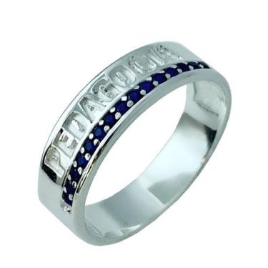 Imagem de Anel Pedagogia - Cod 747 - Carlitos Joias, Azul safira, 31