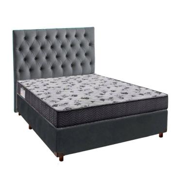 Imagem de Cama + Box Cinza E Colchão Ortobom D33 Casal - Iso100 + Cabeceira