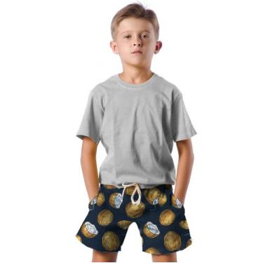 Imagem de Shorts Infantil Bermuda Calção Praia Verão Coco Arte Férias Água 172 -