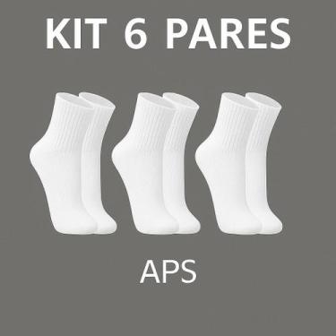 Imagem de Meia Meio Cano Masculina Feminina Algodão Unissex Pacote com 6, Pares 