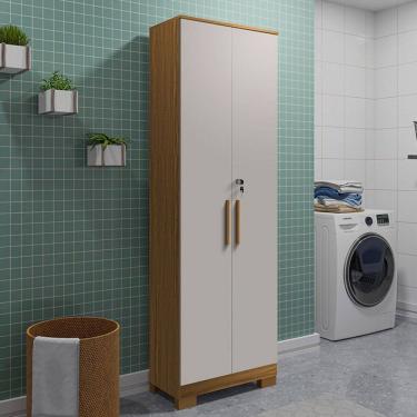 Imagem de Armário Multiuso Prisma 2 Portas 100% Mdf Amêndoa/Off White - Rio Doce