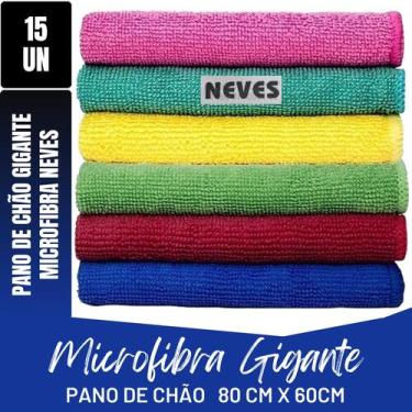 Imagem de Kit C/ 15 - Pano De Microfibra Gigante - 80 X 60cm - Neves - Multiuso 