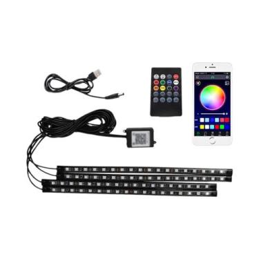 Imagem de Neon RGB LED Interior Do Carro Luz Ambiente Para Pés USB Controle Remo