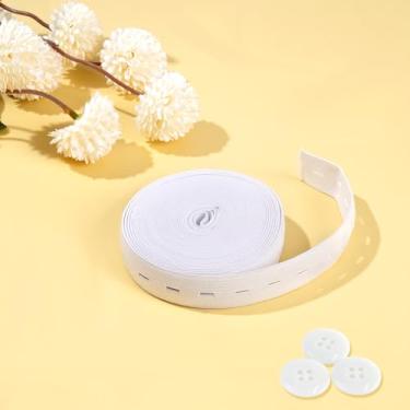 Imagem de Cordão de borracha elástico plano, faixa elástica de 3/10.2 cm de largura, modelador de cintura para roupas, peruca (branco, 5,5 jardas)