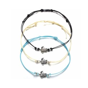 Imagem de Tornozeleira Boho feminina feita à mão com pingente de tartaruga de elfante, joias de verão para pés, adjustable, Metal não precioso, Sem Pedra Preciosa