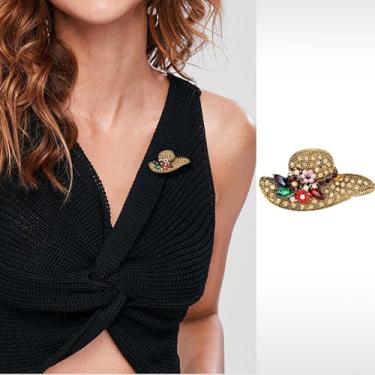 Imagem de Chapéu de cristal vintage broche Bowkont broches para mulheres elegantes lindos broches de strass broche de joias da moda para presente feminino, Medium, Cristal, Cristal