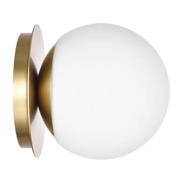 Imagem de Arandelas de parede, 1 arandela de globo moderna de luz em latão envelhecido, luz de parede para quarto banheiro sala de estar e iluminação de vaidade de corredor, luminária de teto