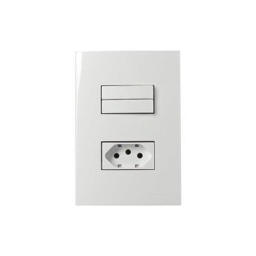 Imagem de Interruptor Duplo+Tomada 2P+T 10A Margirius Sleek Placa 4X2
