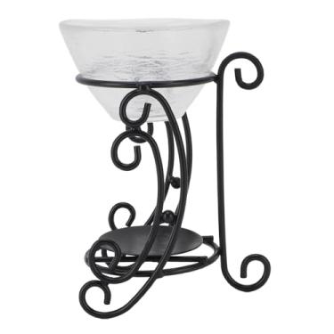 Imagem de Aquecedor de óleo essencial C-7 - difusor de aromaterapia de ferro forjado e vidro, queimador de óleo antiderrapante feito à mão para decoração de casa/escritório, design portátil de dupla finalidade