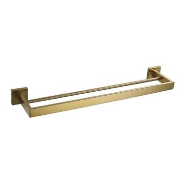 Imagem de SUYA Toalheiro duplo de 50 cm para parede de banheiro, toalheiro de aço inoxidável SUS304 para banheiro e cozinha, cabide de toalha de banheiro moderno para decoração de casa, varão de toalha de