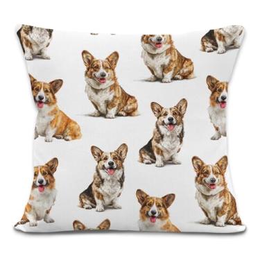 Imagem de Yorhifa Capas de travesseiro Pembroke Welsh Corgi 45,7 x 45,7 cm, presentes decorativos para donos de cães, presentes de pembroke Welsh Corgi para amantes de cães, capas de almofada para sofá