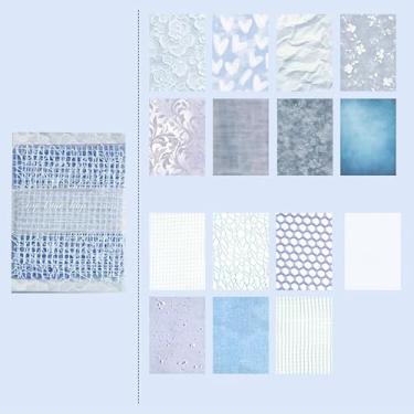 Imagem de 15 folhas de papel texturizado para scrapbook e tecido de malha, conjunto sortido de papel especial misturado para planejador de álbuns de recortes, material de diário de lixo
