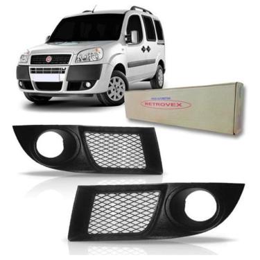 Imagem de Par Grade Parachoque Moldura Milha Doblo 2009 A 2013 C/Furo