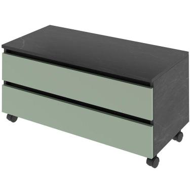 Imagem de Balcão Para Gabinete De Banheiro 2 Gavetas Com Rodízios Mármore Lunar/verde Mar